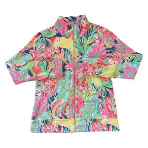Lilly Pulitzer Raegan Zip Up Casual Casa Banana Collared Jacket Size Large
